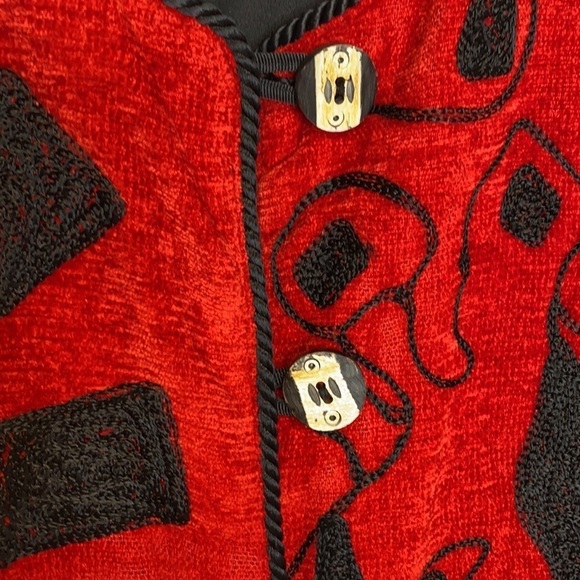 Vintage Allure Cat Dog Picasso Red Black Retro Jacket - Picture 3 of 16